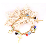 ASON colgantes de moda ojos cruzados pulseras de corazón Color dorado pulsera de cadena de eslabones de acero inoxidable para mujer joyería Bohemia 