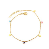 ASON Hands Palm Mixed Color Turkey Evil Eye Round Ball Beaded Chain Anklet Stainless Steel For Women Mini Jewelry Bracelets