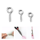 ASON 100 unids/lote pequeño tornillo de acero inoxidable con ojal, Mini ojales, gancho roscado para hacer joyería DIY, suministros para colgantes de cuentas