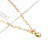 Heart Pendant 316L Stainless Steel Link Chain Necklace For Women Choker Collar Accessories Christmas Party Gift