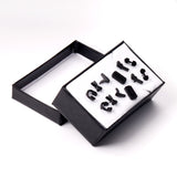 ASON 6Pairs/Box Titanium Earrings Hiphop Jewelry Stainless Steel Mixed Shape Black Color Piercing Stud Earrings Men Women