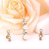 Mode blanc Imitation perles cristal pendentif collier boucles d'oreilles pour les femmes bijoux de mariage ensembles bijoux femme 