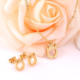 ASON Cute Owl Pendant Necklace Piercing Stud Earrings Jewelry Sets Stainless Steel Gold Color For Women Wholesale Fashion