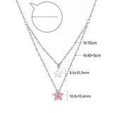 ASON-collar de cadena doble con colgante de estrella para mujer, gargantilla multicapa de acero inoxidable, accesorio de joyería para regalo de fiesta 