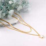 Women Luxury Square AAA Zirconia Double Chain Necklace Flat Snake Chains 18K Gold Plated Classic Decor For Party