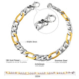 ASON 8mm Stainless Steel Chain Gold Color Cuban Link Bracelet Bangle for Men Women Party Gift Wholesale Fashion Jewelry