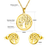 ASON Christmas Jewelry Sets Female Accessories Stainless Steel Tree Pendant Necklace Earring Sets Wholesale Party