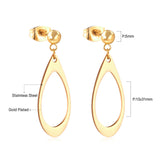 ASON Stainless Steel Stylish Hollow Oval Dangle Earrings Gold Color Piercing Drop Earring for Women Accessories Jewelry