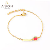 ASON – joli bracelet à breloques tomate de dessin animé, réglable en acier inoxydable 316L, cadeau pour femmes, accessoires de bijoux à la mode 