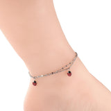 ASON Beetle Insect Mixed Color Accessories Multi-layer Chains Anklet Silver Color Stainless Steel For Women Girl Jewelry