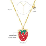 Collier pendentif fraise en cristal pour femmes et filles, mignon, en acier inoxydable, étanche, doux, ras du cou, cadeaux d'anniversaire 