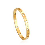 Gold Color Steel Hollow Out Heart Pattern Bangles For Women Friends Gifts Cubic Zirconia Bracelets On Hand Jewelry