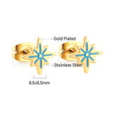 Stainless Steel Lucky Star Stud Earrings For Women Girls Gold Plated Silver Color Trendy Piercing Ear Wholesale