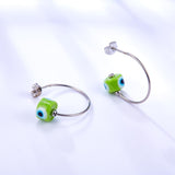 Brand Design Red Green Evil Eyes Charms Earrings Turkish Eyes For Woman Girls Half Round Earrings Hoop Pendientes