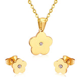 Conjuntos de joyas de circonia cúbica de estilo lindo, conjunto de pendientes y collar con colgante de flores para mujer, regalo de joyería al por mayor 