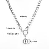 Stainless Steel Ball Charm Necklace for Women Gold Color Cuban Link Chain Choker Minimalist Girls Design Neck Collar