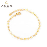 ASON Round Disc Charm Chain Bracelet Women Adjustable Bangle Gold Color Stainless Steel Fashion Jewelry Party Gift Office