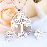 ASON 316L Stainless Steel Bridal Inner Tree Pendant Wedding Jewelry Set for Women 2019 Necklace Pendant Small Stud Earring