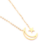 Asonjewelry Fashion Gold Moon and Star Pendant Necklaces Stainless Steel Korean Style Chain Link for Women Party Jewelry Gift