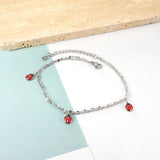 ASON Beetle Insect Mixed Color Accessories Multi-layer Chains Anklet Silver Color Stainless Steel For Women Girl Jewelry