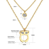 ASON Double chaînes colliers 45 cm colliers Bijoux hibou pendentif colliers rond cubique zircone accessoires Bijoux femme