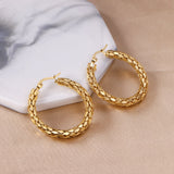 ASON Trendy Snake Hoop Earring Stainless Steel Geometric Earrings for Women Wedding Gift Fashion Jewelry Accessories