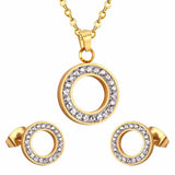 Women Bridal Jewelry Sets Zircon Crystal Pendants Necklaces Stainless Steel Jewelry Set