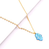 ASON Kids Necklace Stainless Steel Cute Blue Hand Pendant Necklace Gold Color Chains Necklace Party Gift Collier Jewelry