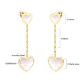 ASON Korean Style Statement Drop Earrings Shell Heart Dangle Earring Stainless Steel Jewelry for Women Femme Party Gift