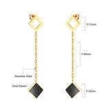 ASON Korean Style Statement Drop Earrings Square Shell Dangle Earring Stainless Steel Jewelry for Femme Party Gift