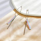 Dangle Pendants Earrings Statement Brand New Trendy Layered Drop Earrings For Office Lady Rectangle Drops Hoops