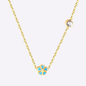 Collier pendentif en acier inoxydable pour femmes, mode coréenne, fleur de pêche, chaîne de bureau, bijoux pour femmes 