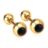 Pendientes de tuerca de circonita cúbica de forma redonda quirúrgica ASON, acero inoxidable de Color dorado para niños/mujeres/niñas, precios de joyería 