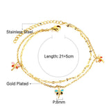 ASON Trendy Dragonfly Mixed Color Accessories Multi-layer Chains Anklet Gold Color Stainless Steel For Women Foot Jewelry