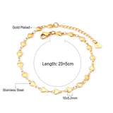 ASON Sweet Heart Charms Anklet Gold Color Stainless Steel Foot Chain with Extender 23+5cm Fashion Jewelry Party Gift