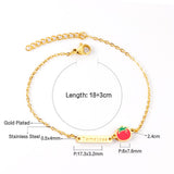 ASON Lovely Cartoon Tomato Charm Bracelet 316L Stainless Steel Adjustable Bangle for Women Gift Fashion Jewelry Accessories