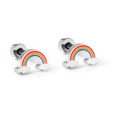 ASON Cute Children's Rainbow Small Piercing Stud Earrings Stainless Steel Gold Color for Girl Women Fashion Jewelry Gift