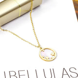 ASON Fashion 18mm Chain Round Star Shell Pendant Necklace Gold Color Stainless Steel for Women Party Gift Fashion Jewelry