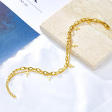 ASON Cross Accessories Multi-layer Link Chains Fashion Anklet Gold Color Stainless Steel For Women Daily Party Gift Jewelry