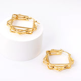 Women Hoop Earrings Multilayer Square Gold Color Huggie Earrings Fashion Party Jewelry For Girls