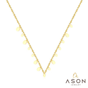 ASON New Stainless Steel Water Drop Shape Pendant Collier Bijoux Gold Color Choker Necklace Accessories Friend Gift Jewelry