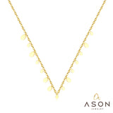 ASON New Stainless Steel Water Drop Shape Pendant Collier Bijoux Gold Color Choker Necklace Accessories Friend Gift Jewelry