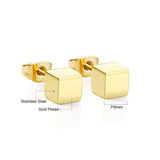 ASON Trendy Square Earrings Smooth Cube Piercing Stud Earring Stainless Steel for Women Girl Geometric Jewelry Accessories