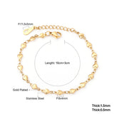 ASON Heart Charm Chain Bracelets Gold Color Stainless Steel for Women Lovely Jewelry with Extender Adjustable Bangle