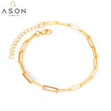 ASON Trendy Chain Anklet Gold Color Stainless Steel Foot Chain with Extender 23+5cm Women Jewelry Gift Beach Accessories