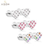 ASON Lovely Star/Heart Shape With Round Colorful Cubic Zirconia Press Stud Earrings for Women/Girl Party Stylish Jewelry