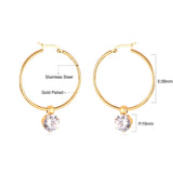 Boucles d'oreilles en acier inoxydable et Zircon pour femmes, ensemble de boucles d'oreilles circulaires coréennes, bijoux à la mode, 2020 