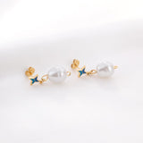 Imitation Pearl Exquisite Pendientes Earrings Stainless Steel Trendy 2022 Dangle Blue Earring Heart Elegant Jewelry