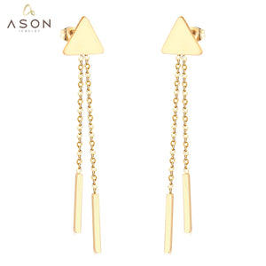 ASON – boucles d'oreilles en acier inoxydable, couleur or, chaîne à maillons longs, pendantes, tendance, cadeau de fête Mujier, 2022 