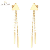 ASON – boucles d'oreilles en acier inoxydable, couleur or, chaîne à maillons longs, pendantes, tendance, cadeau de fête Mujier, 2022 